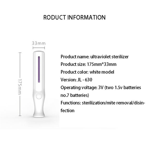 Handheld Portable Battery Powered UV Light Disinfection Lamp